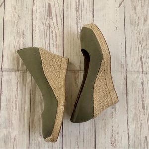 J Crew Army Green Straw Wedges